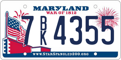 MD license plate 7BK4355