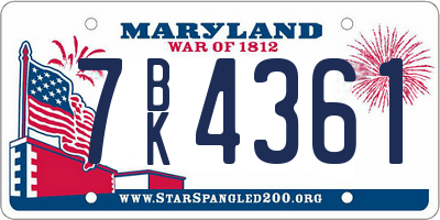 MD license plate 7BK4361