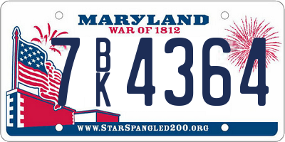 MD license plate 7BK4364