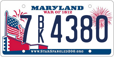 MD license plate 7BK4380