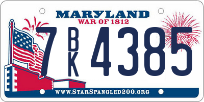 MD license plate 7BK4385
