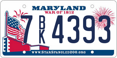MD license plate 7BK4393