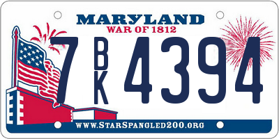 MD license plate 7BK4394