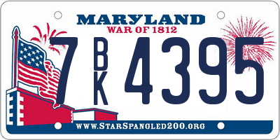 MD license plate 7BK4395