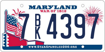 MD license plate 7BK4397