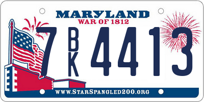 MD license plate 7BK4413