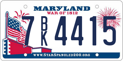 MD license plate 7BK4415