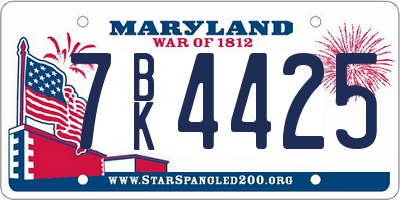 MD license plate 7BK4425