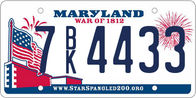 MD license plate 7BK4433