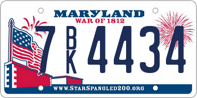 MD license plate 7BK4434