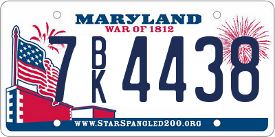 MD license plate 7BK4438