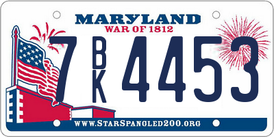 MD license plate 7BK4453