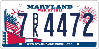 MD license plate 7BK4472