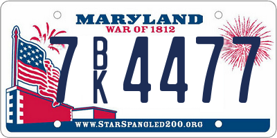 MD license plate 7BK4477
