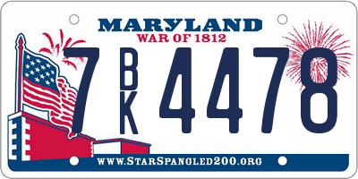 MD license plate 7BK4478
