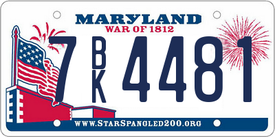 MD license plate 7BK4481
