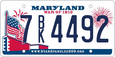 MD license plate 7BK4492