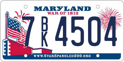 MD license plate 7BK4504