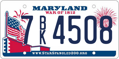 MD license plate 7BK4508