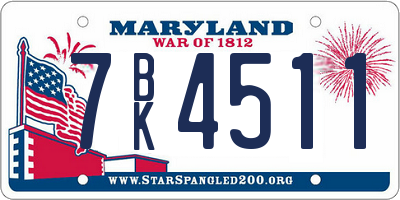 MD license plate 7BK4511