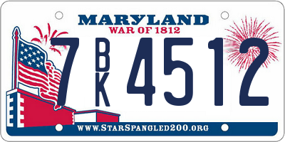MD license plate 7BK4512