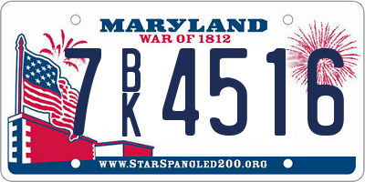 MD license plate 7BK4516
