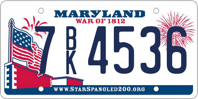 MD license plate 7BK4536