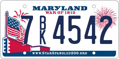 MD license plate 7BK4542