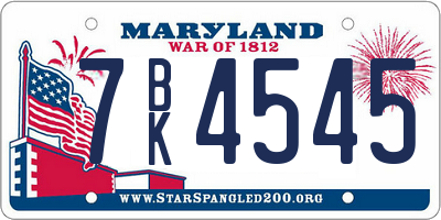 MD license plate 7BK4545
