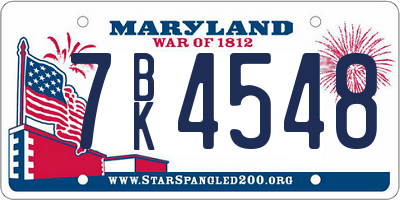 MD license plate 7BK4548