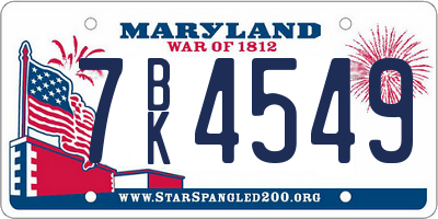 MD license plate 7BK4549