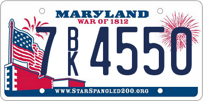 MD license plate 7BK4550