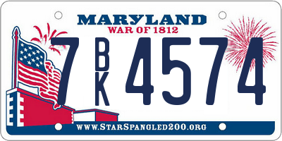 MD license plate 7BK4574