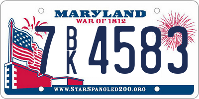 MD license plate 7BK4583
