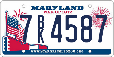 MD license plate 7BK4587