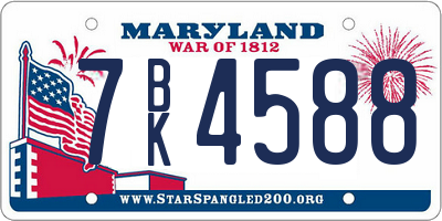 MD license plate 7BK4588