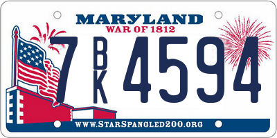 MD license plate 7BK4594