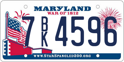 MD license plate 7BK4596