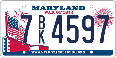 MD license plate 7BK4597