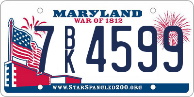 MD license plate 7BK4599