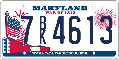 MD license plate 7BK4613