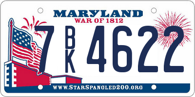 MD license plate 7BK4622