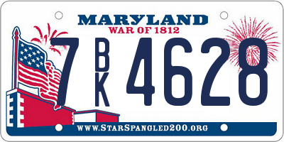 MD license plate 7BK4628