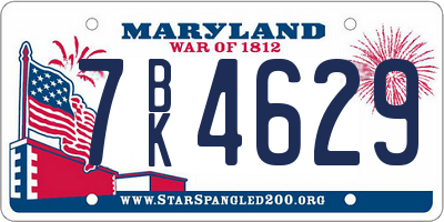 MD license plate 7BK4629
