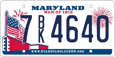 MD license plate 7BK4640