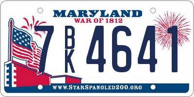 MD license plate 7BK4641
