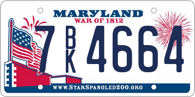 MD license plate 7BK4664