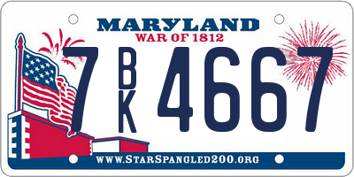 MD license plate 7BK4667
