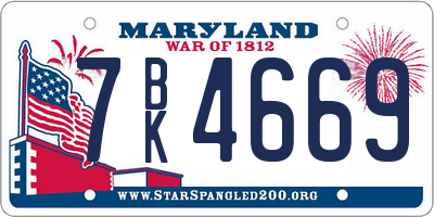 MD license plate 7BK4669