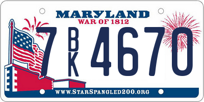 MD license plate 7BK4670
